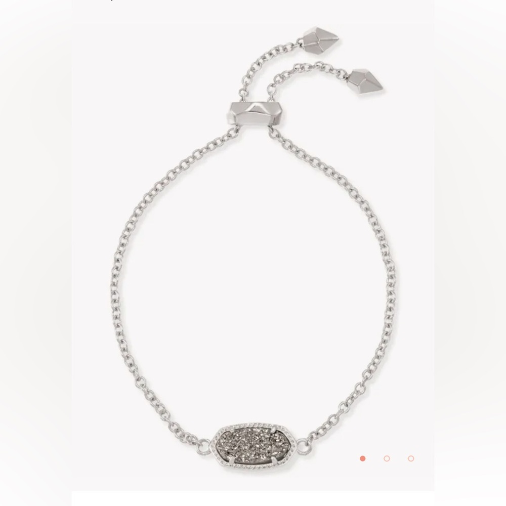 Kendra Scott Elaina Silver Adjustable Chain Bracelet in Platinum Drusy